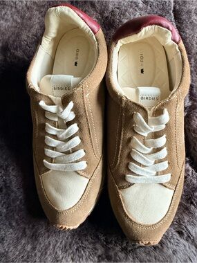 Birdies Suede Lace-Up Sneakers Beige/Tan Size 8